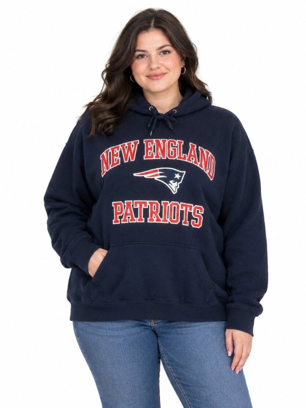 New England Patriots Womens Hoodie Size 3X Navy Blue Pullover Sweatshirt New